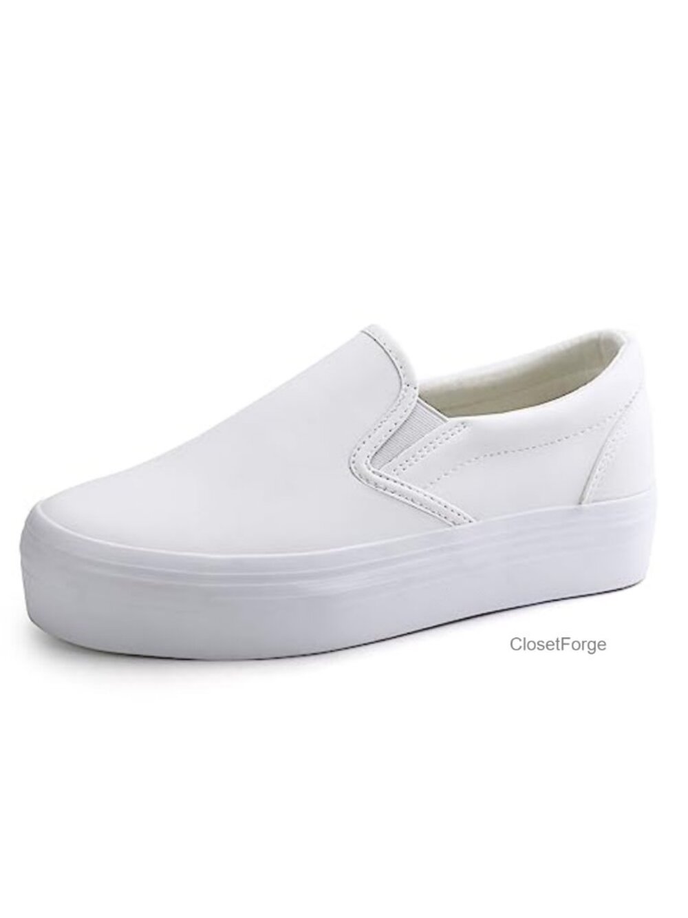 Women's Faux Leather Platform Loafers Slip On Comfortable Memory Foam Shoes